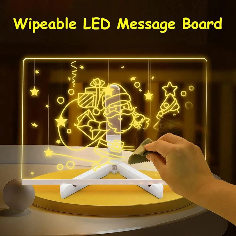 ACMHNC Tableau lumineux Message LED, Tablette lumineuse Dessin, Tableau Magique Enfant Effaçable avec 7 Stylos Néons, Avec Support Réglable, Cadeau Créatif Pour Enfants, Fille, 30 x 20 cm